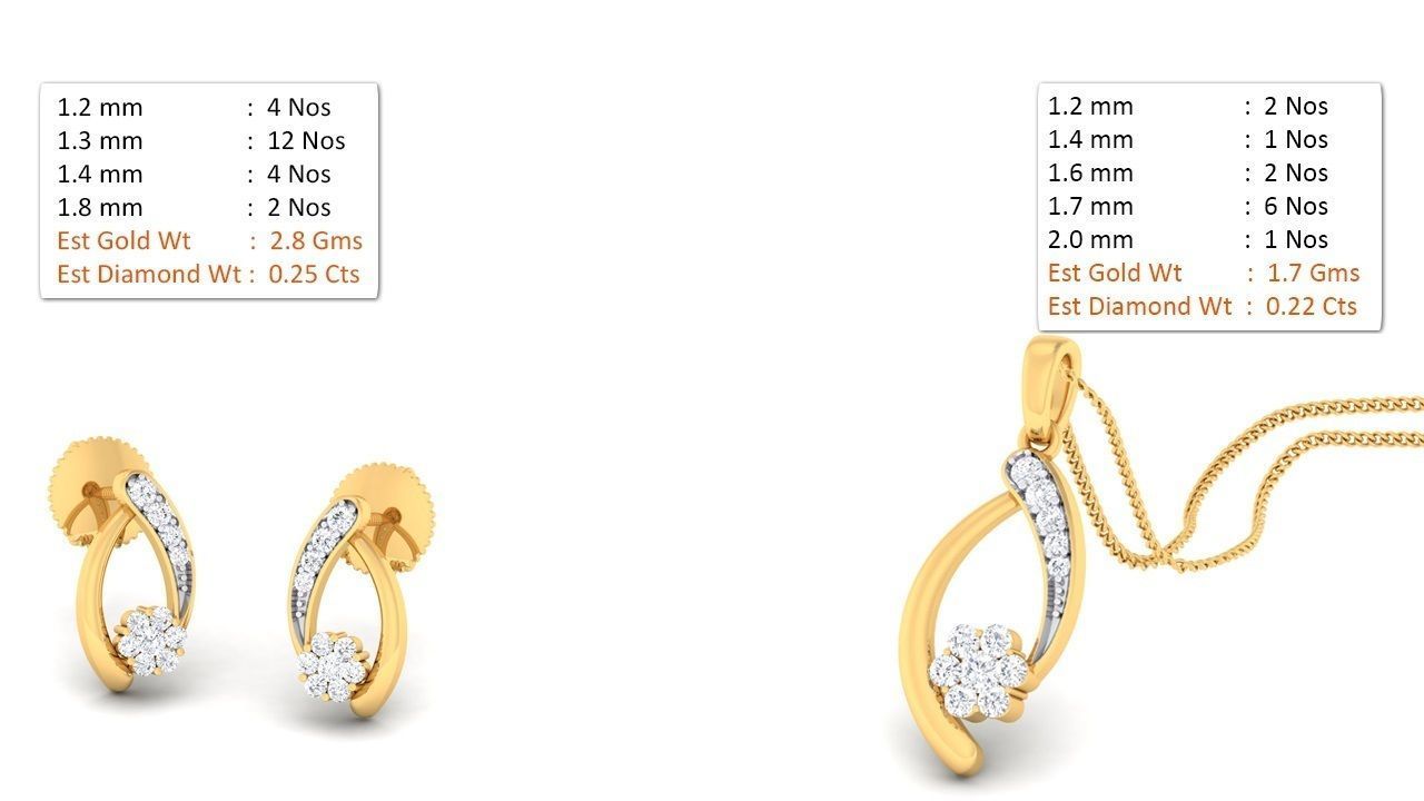 188 pendant earrings set 3dm render stl details bulk collection 3D print model_103