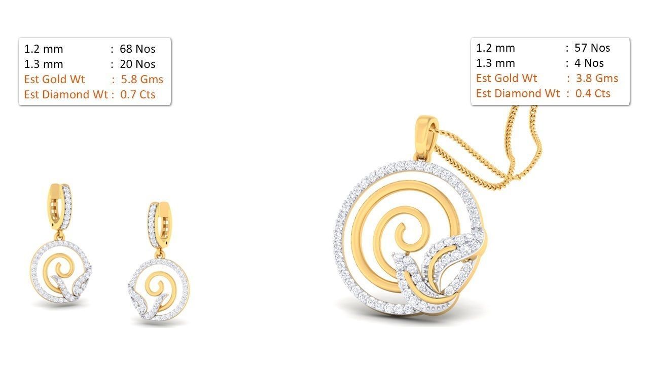 188 pendant earrings set 3dm render stl details bulk collection 3D print model_90
