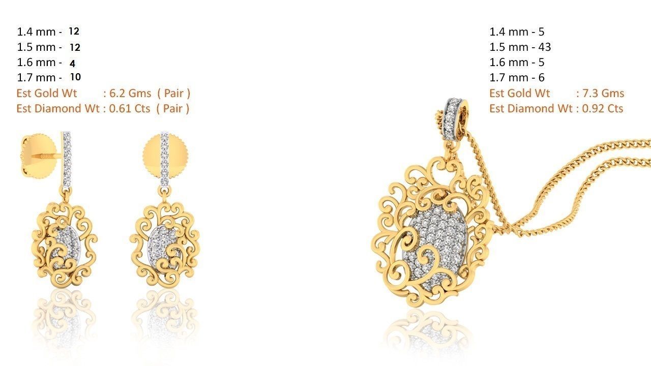 188 pendant earrings set 3dm render stl details bulk collection 3D print model_70