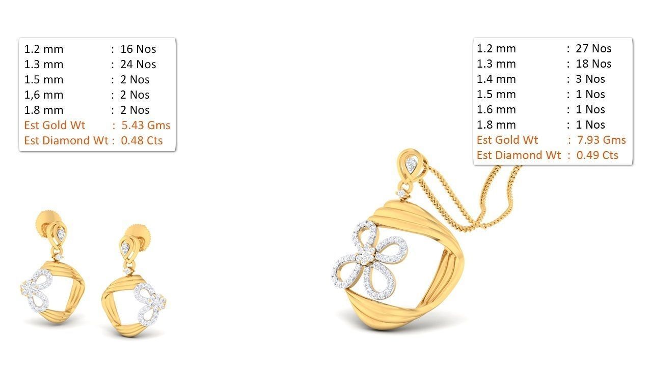 188 pendant earrings set 3dm render stl details bulk collection 3D print model_77