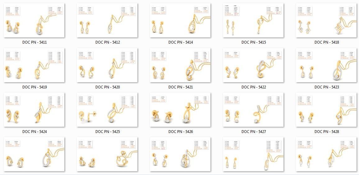 188 pendant earrings set 3dm render stl details bulk collection 3D print model_4