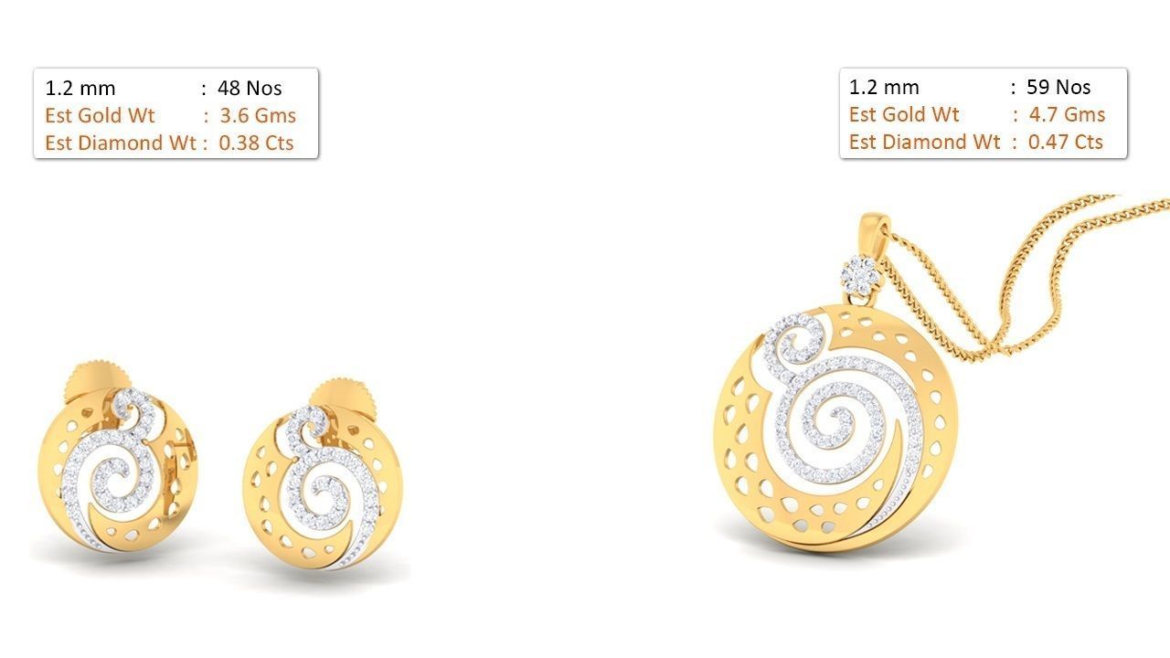 188 pendant earrings set 3dm render stl details bulk collection 3D print model_91