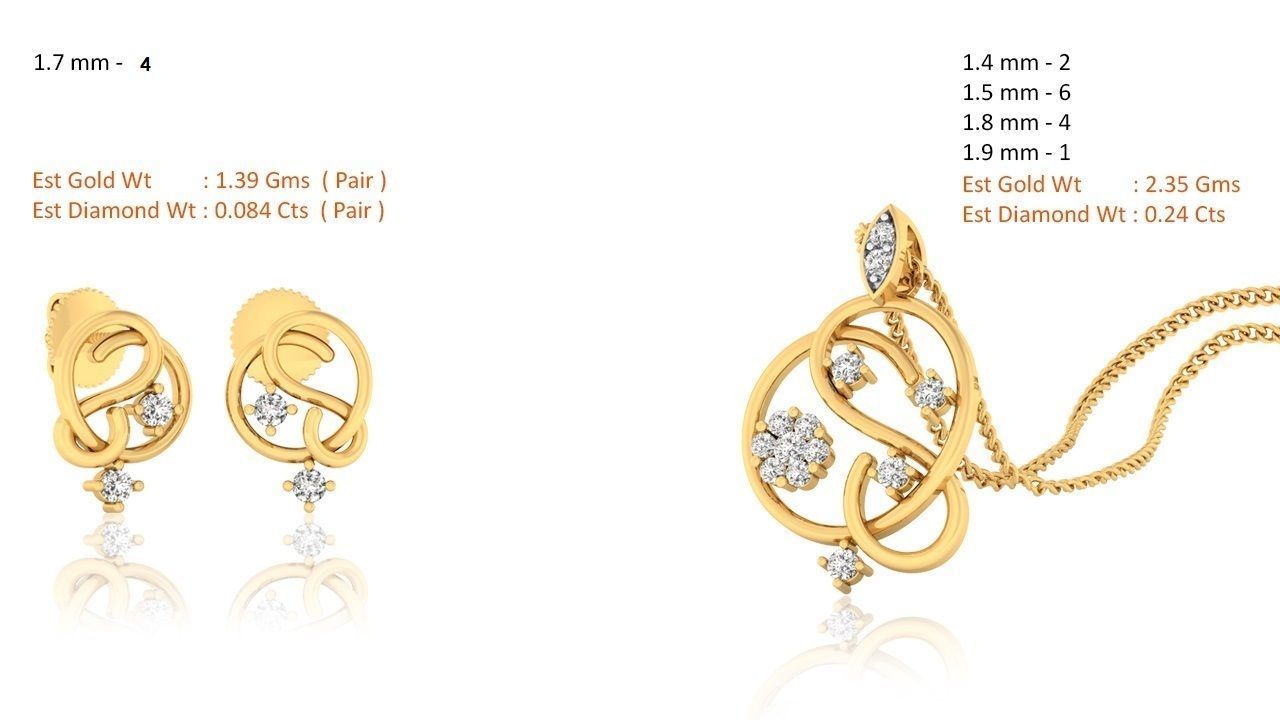 188 pendant earrings set 3dm render stl details bulk collection 3D print model_54