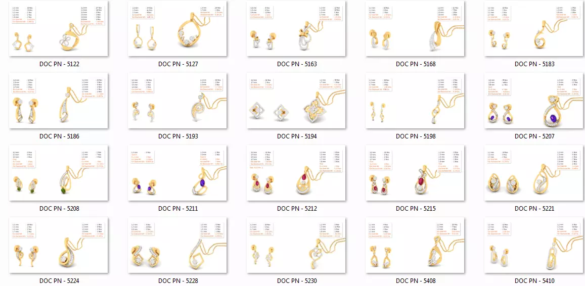 188 pendant earrings set 3dm render stl details bulk collection 3D print model_0