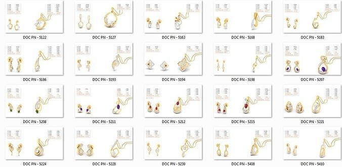 188 pendant earrings set 3dm render stl details bulk collection 3D print model