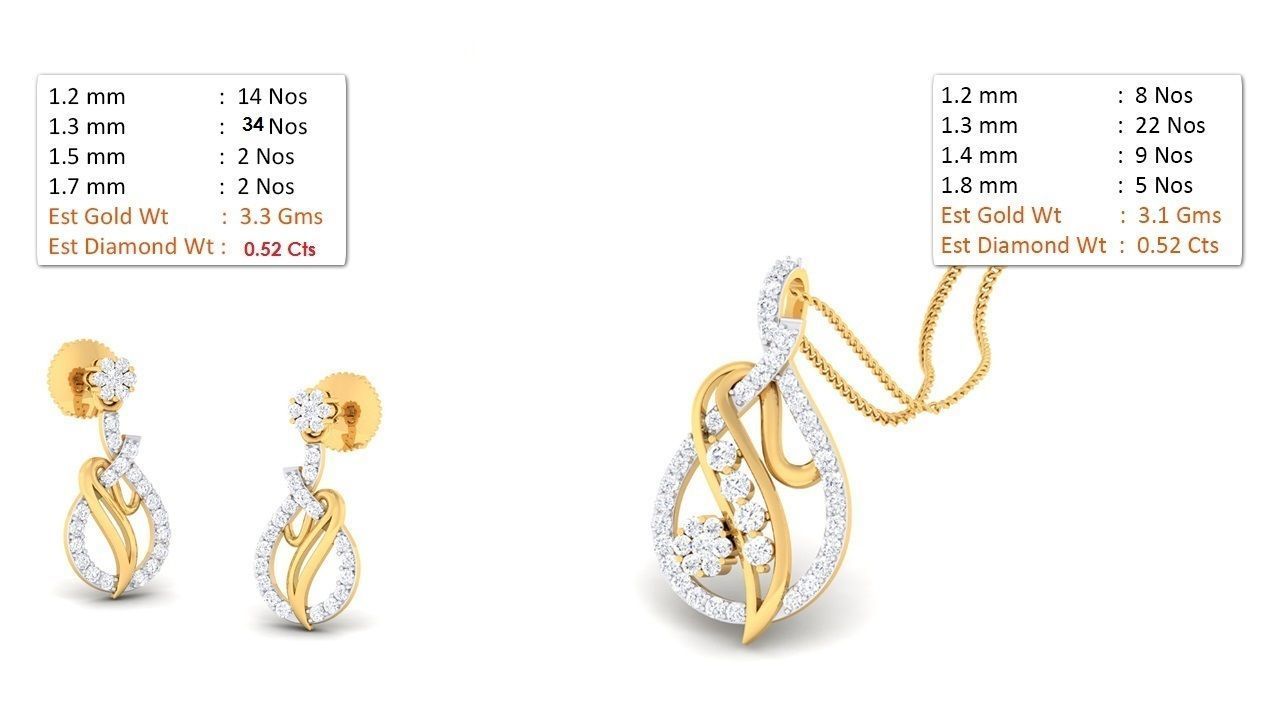 188 pendant earrings set 3dm render stl details bulk collection 3D print model_17