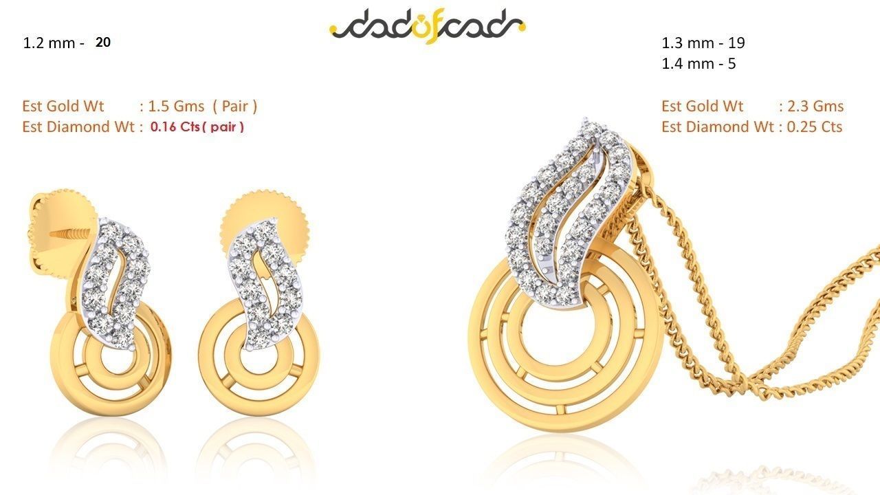 188 pendant earrings set 3dm render stl details bulk collection 3D print model_31