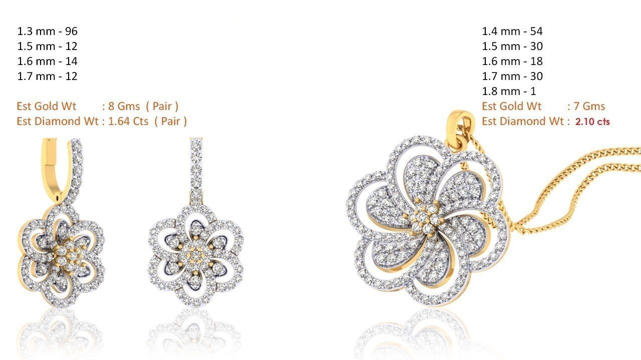 188 pendant earrings set 3dm render stl details bulk collection 3D print model_75