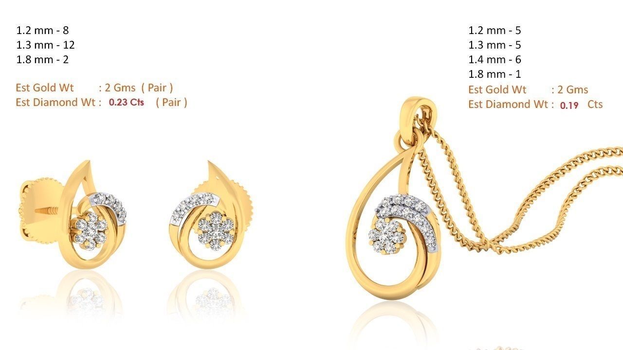188 pendant earrings set 3dm render stl details bulk collection 3D print model_41