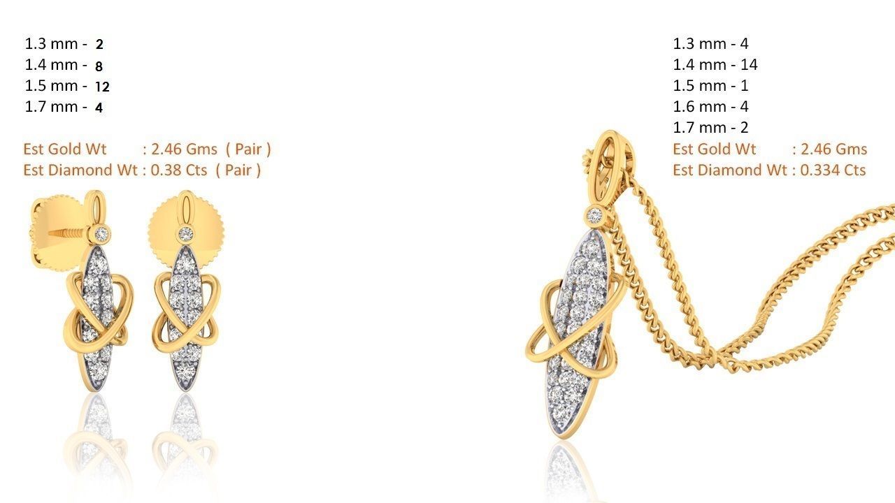 188 pendant earrings set 3dm render stl details bulk collection 3D print model_78