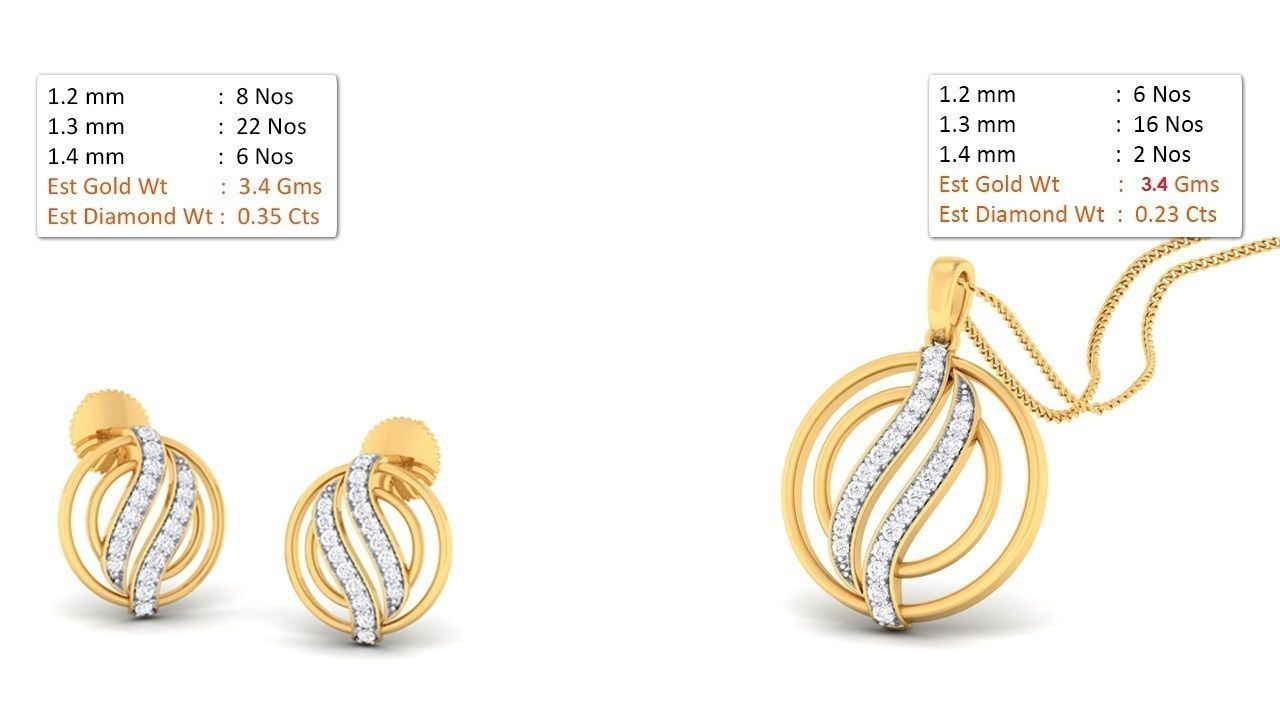 188 pendant earrings set 3dm render stl details bulk collection 3D print model_97