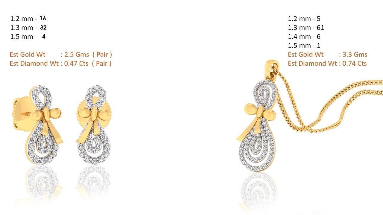 188 pendant earrings set 3dm render stl details bulk collection 3D print model_68