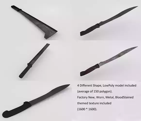 Multi-use Machete Pack Low-poly 3D model