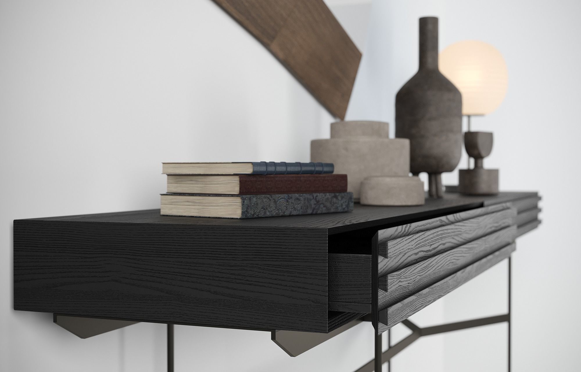 Harri console by MORE - Trixy mirror by OZZIO - with decor 3D model_4