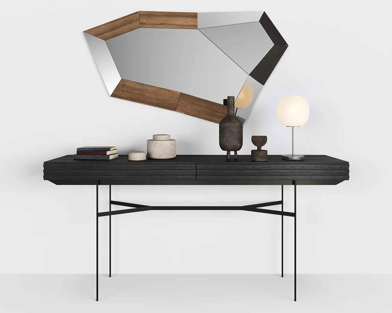 Harri console by MORE - Trixy mirror by OZZIO - with decor 3D model_0