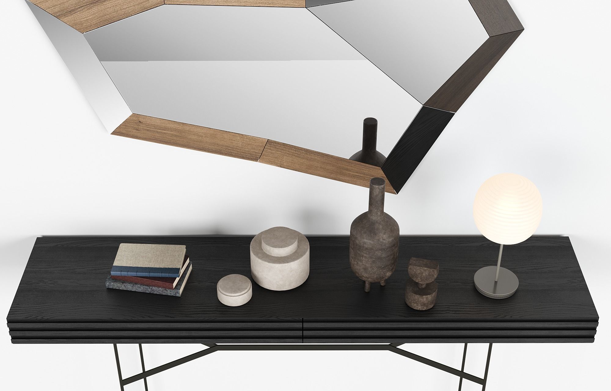 Harri console by MORE - Trixy mirror by OZZIO - with decor 3D model_2
