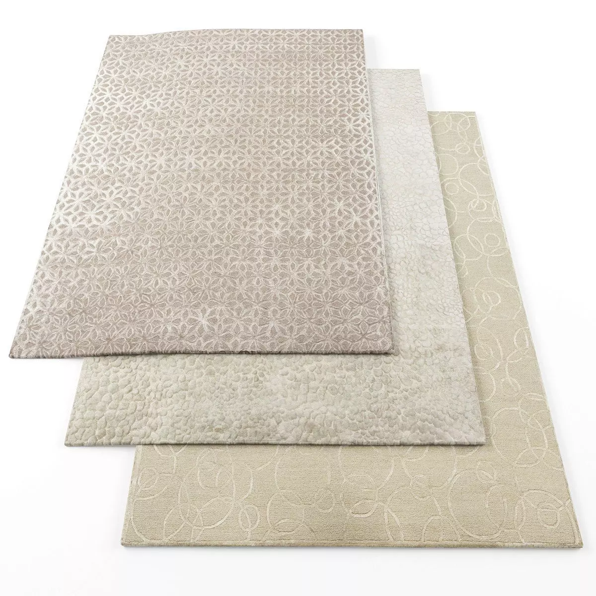 Rugs-400 three rugs cream Low-poly 3D model_0