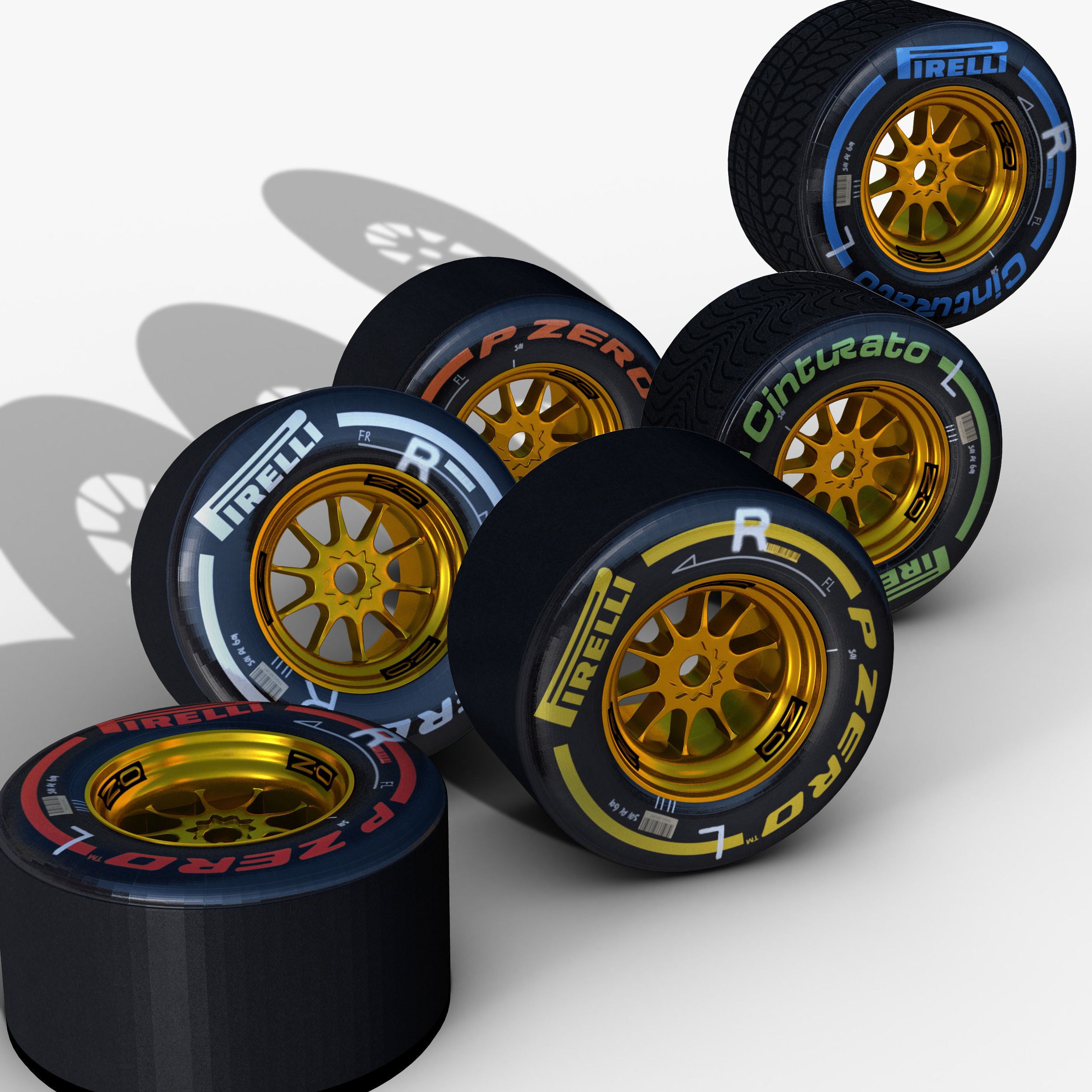 E23 Rear tyre set Low-poly 3D model_3