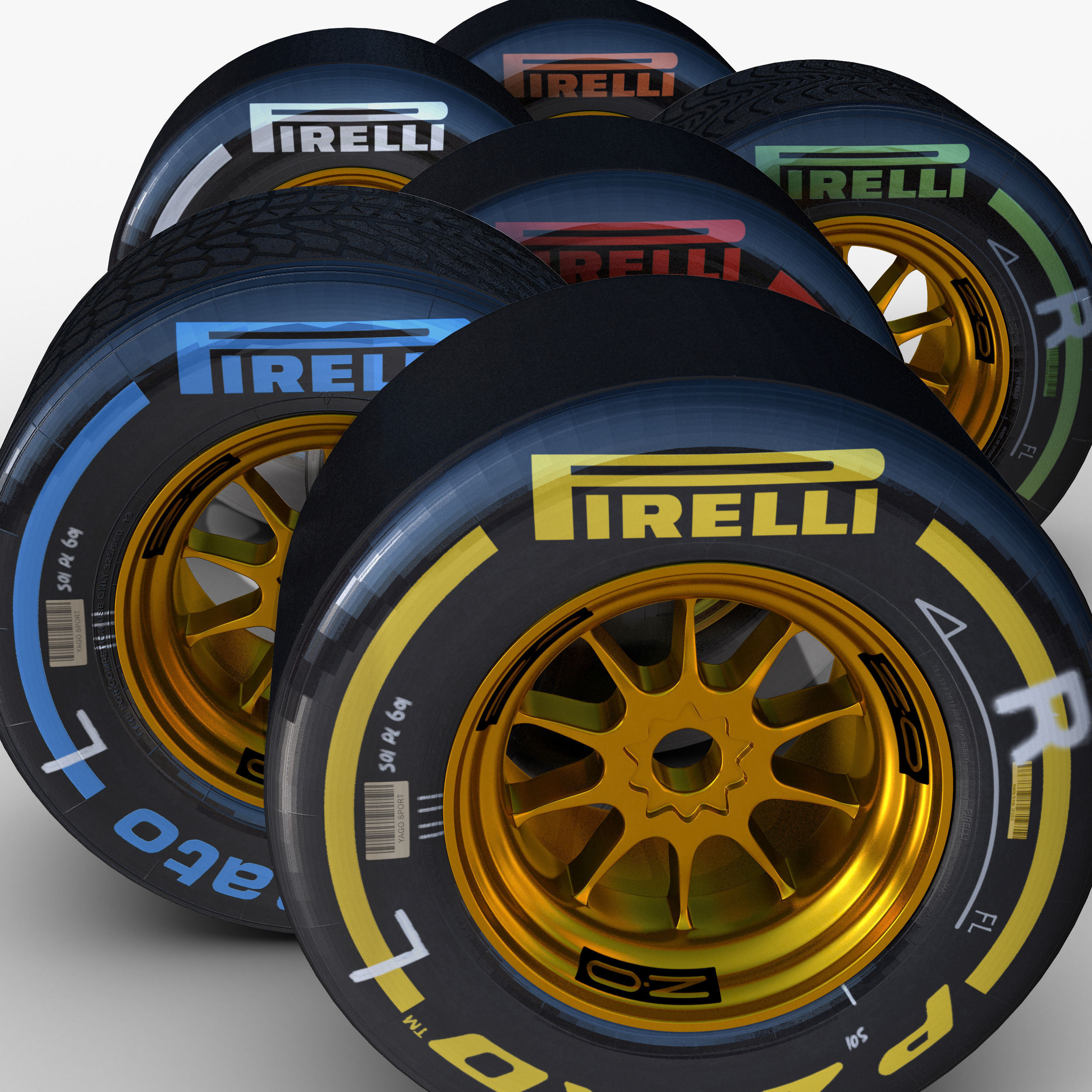 E23 Rear tyre set Low-poly 3D model_8