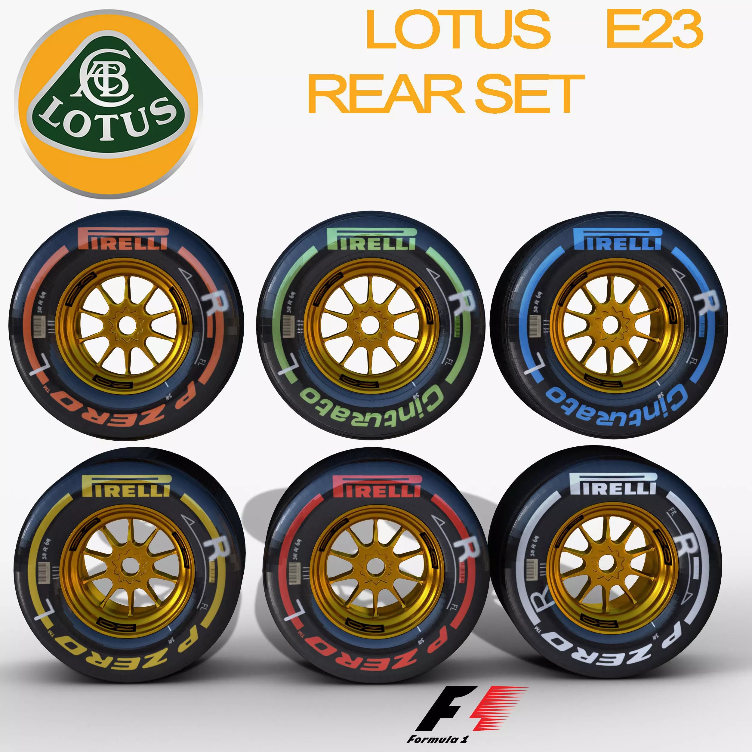E23 Rear tyre set Low-poly 3D model_0