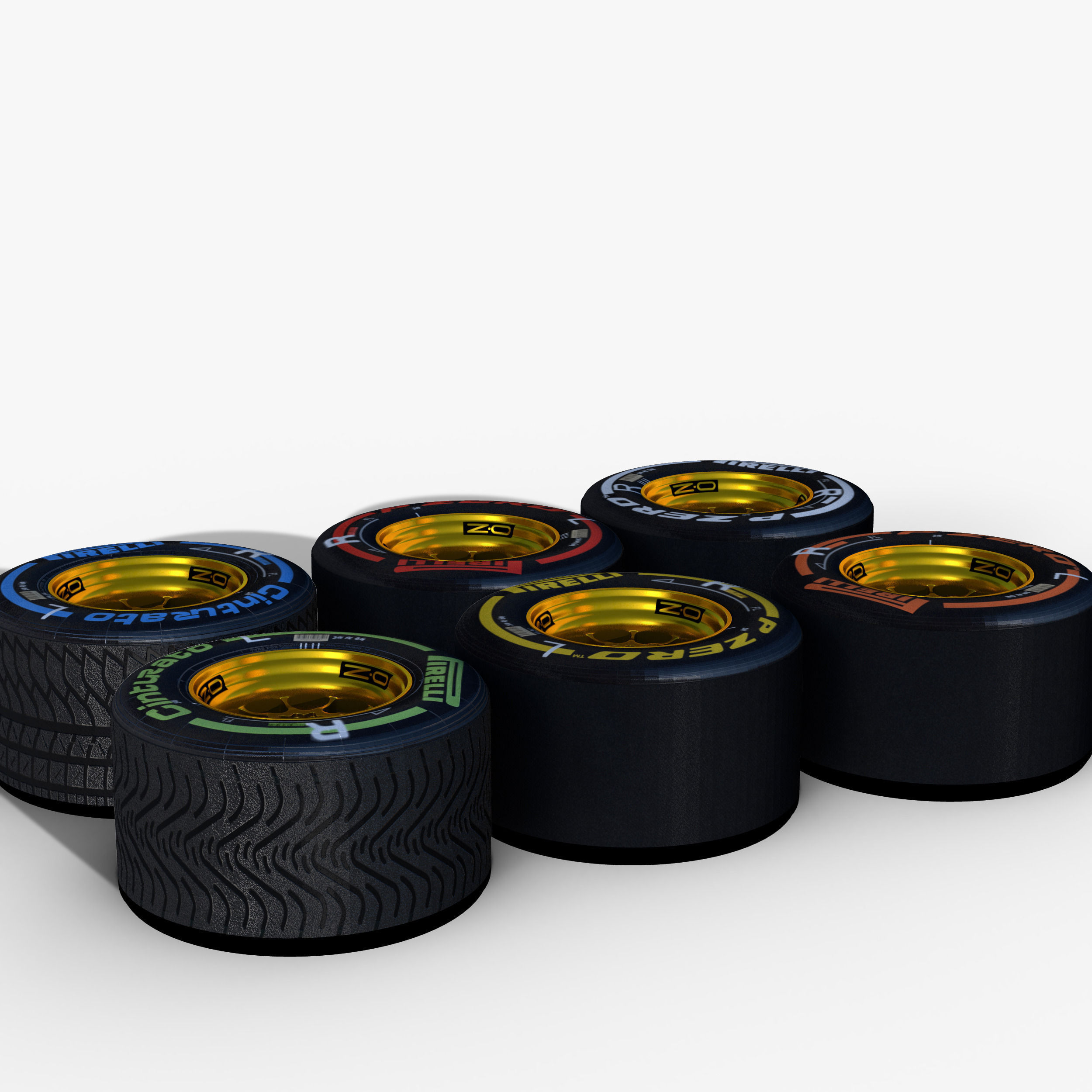 E23 Rear tyre set Low-poly 3D model_2