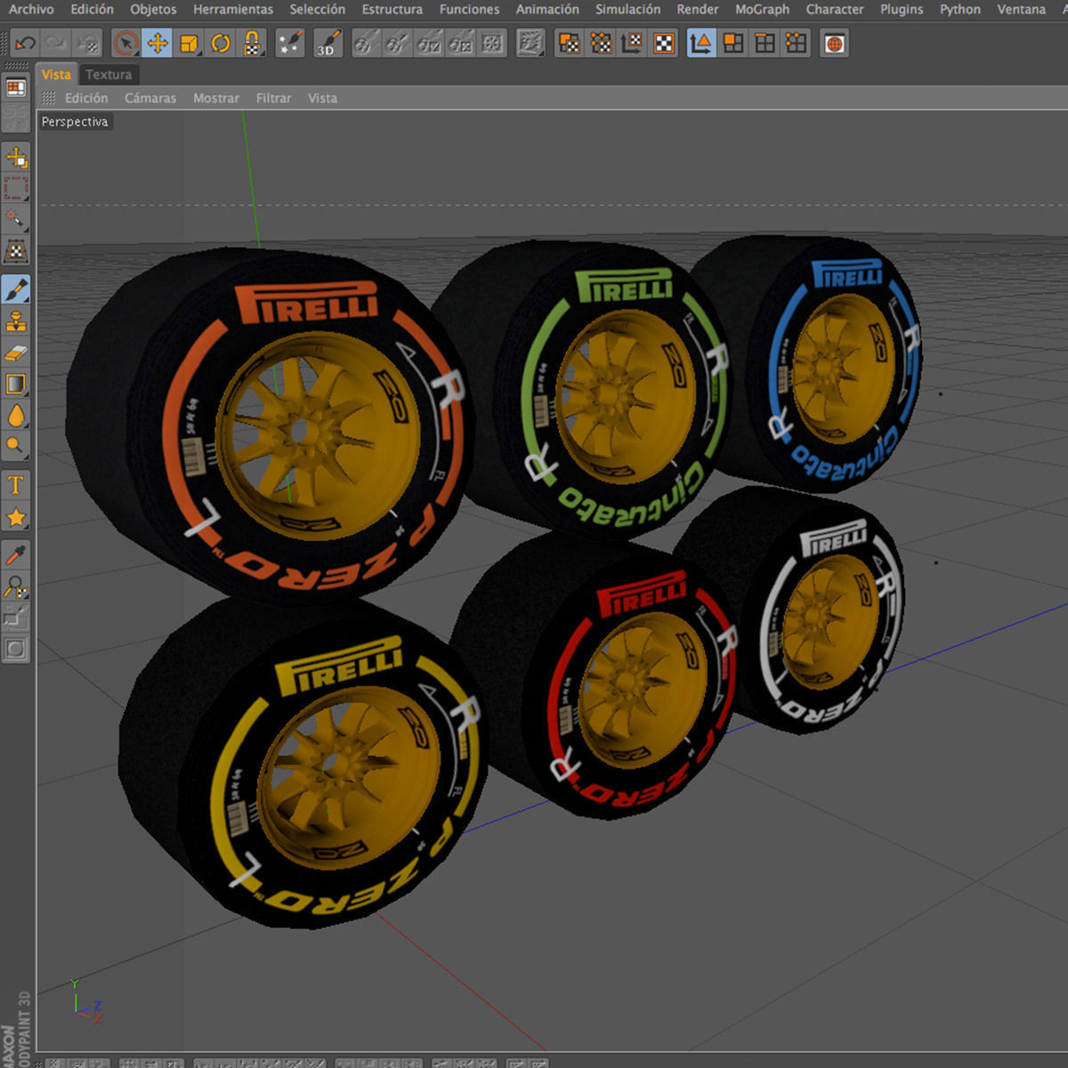 E23 Rear tyre set Low-poly 3D model_10