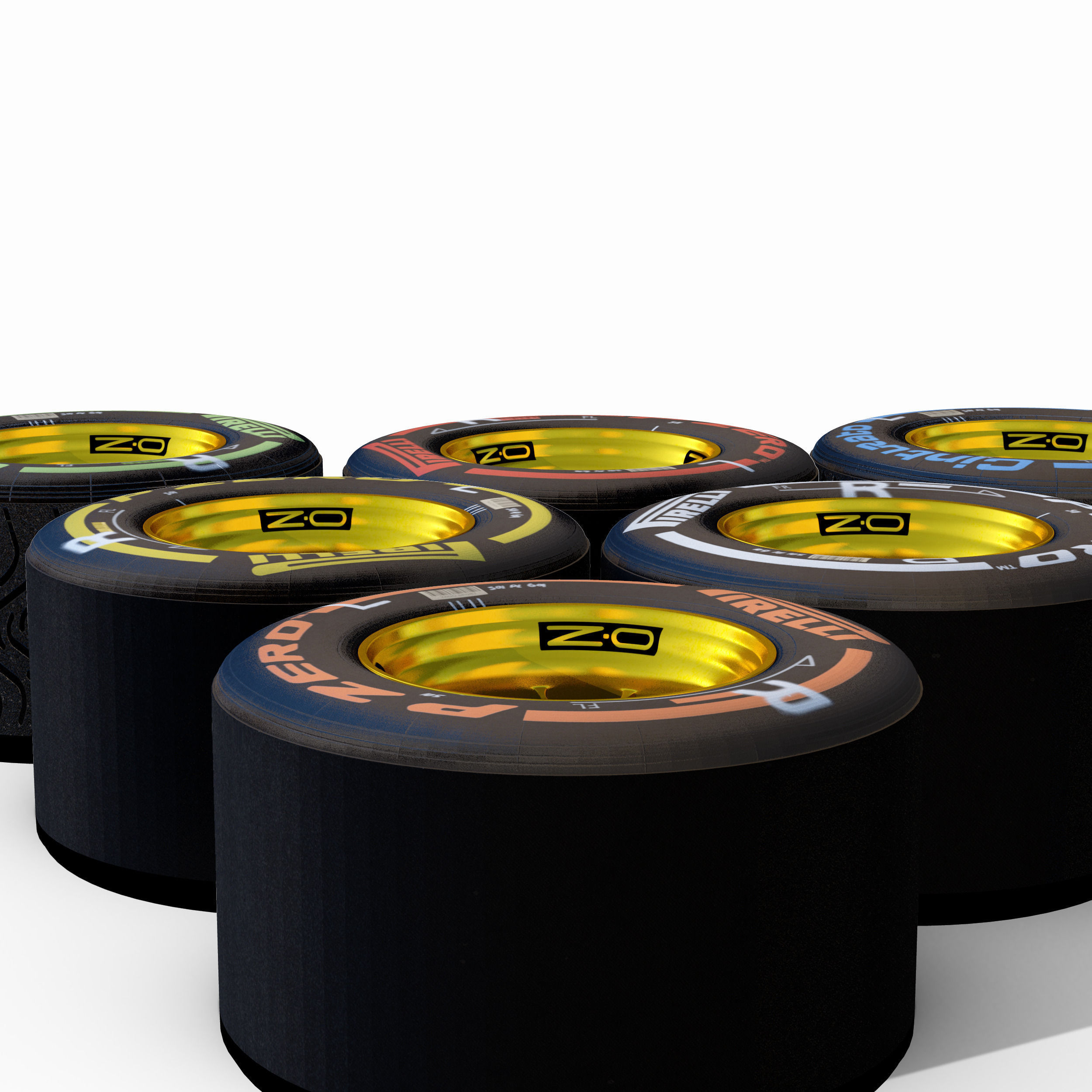 E23 Rear tyre set Low-poly 3D model_5
