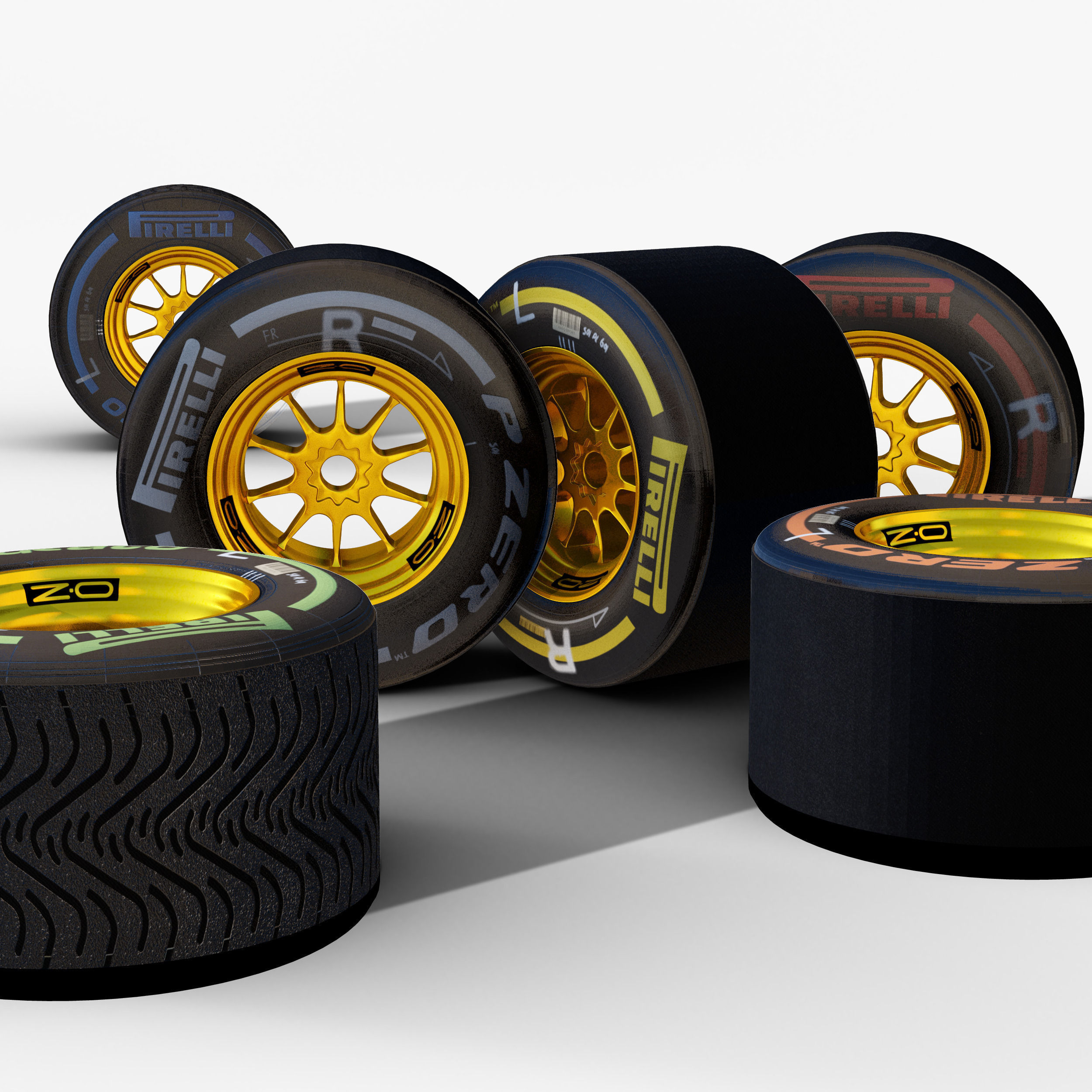 E23 Rear tyre set Low-poly 3D model_6