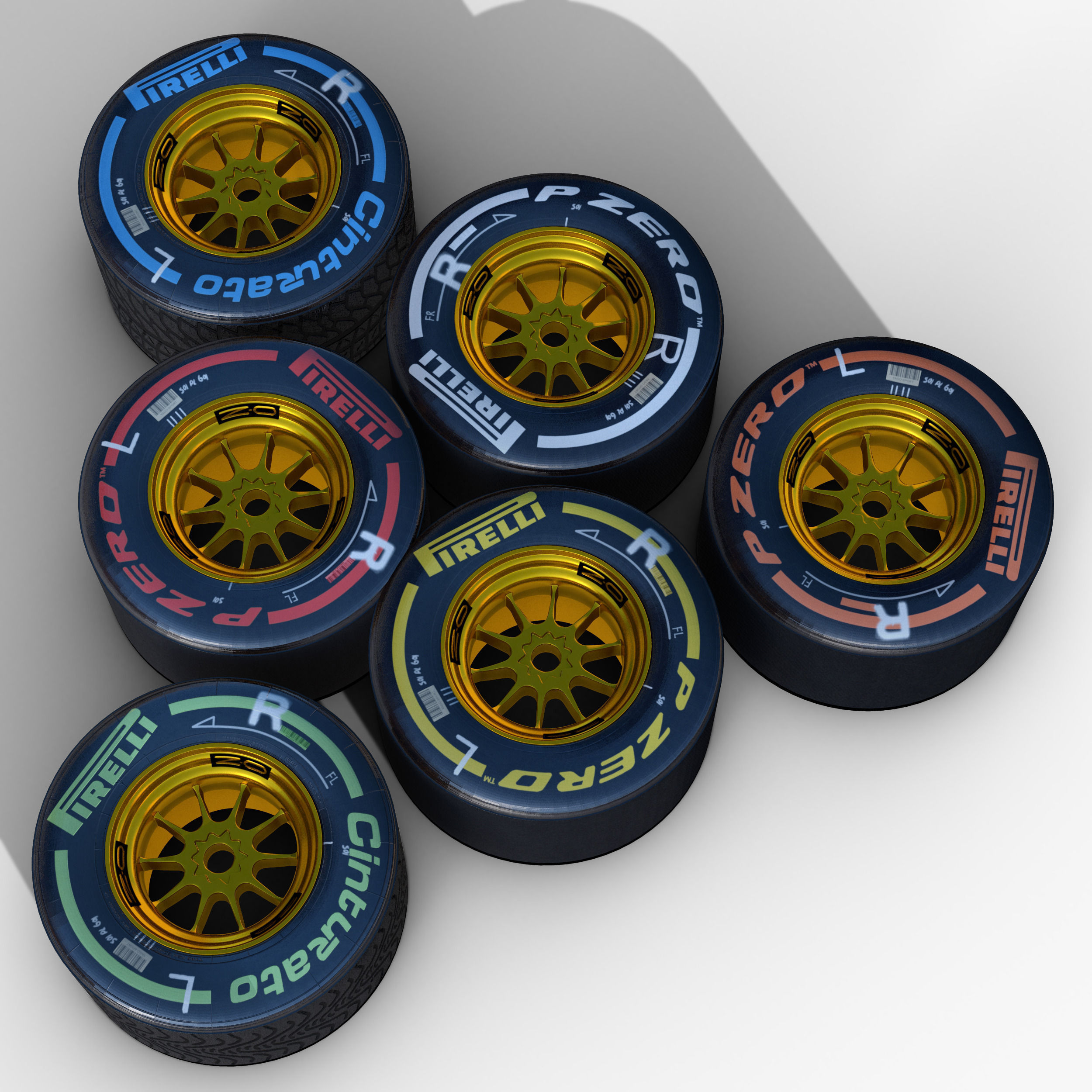 E23 Rear tyre set Low-poly 3D model_4