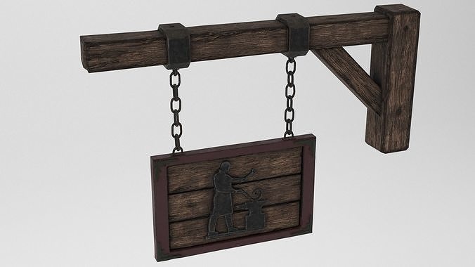 Medieval Blacksmith Sign Low-poly 3D model