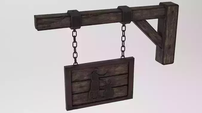 Medieval Blacksmith Sign Low-poly 3D model