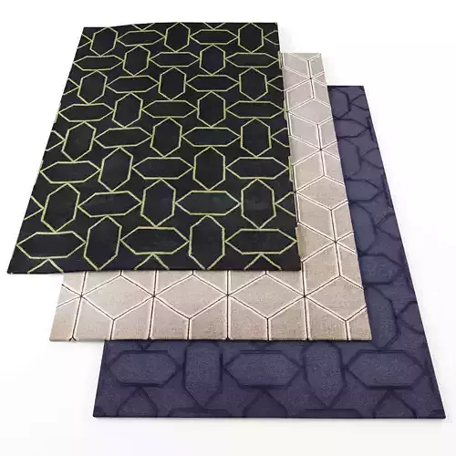 Rugs-401 three rugs with geometric patterns