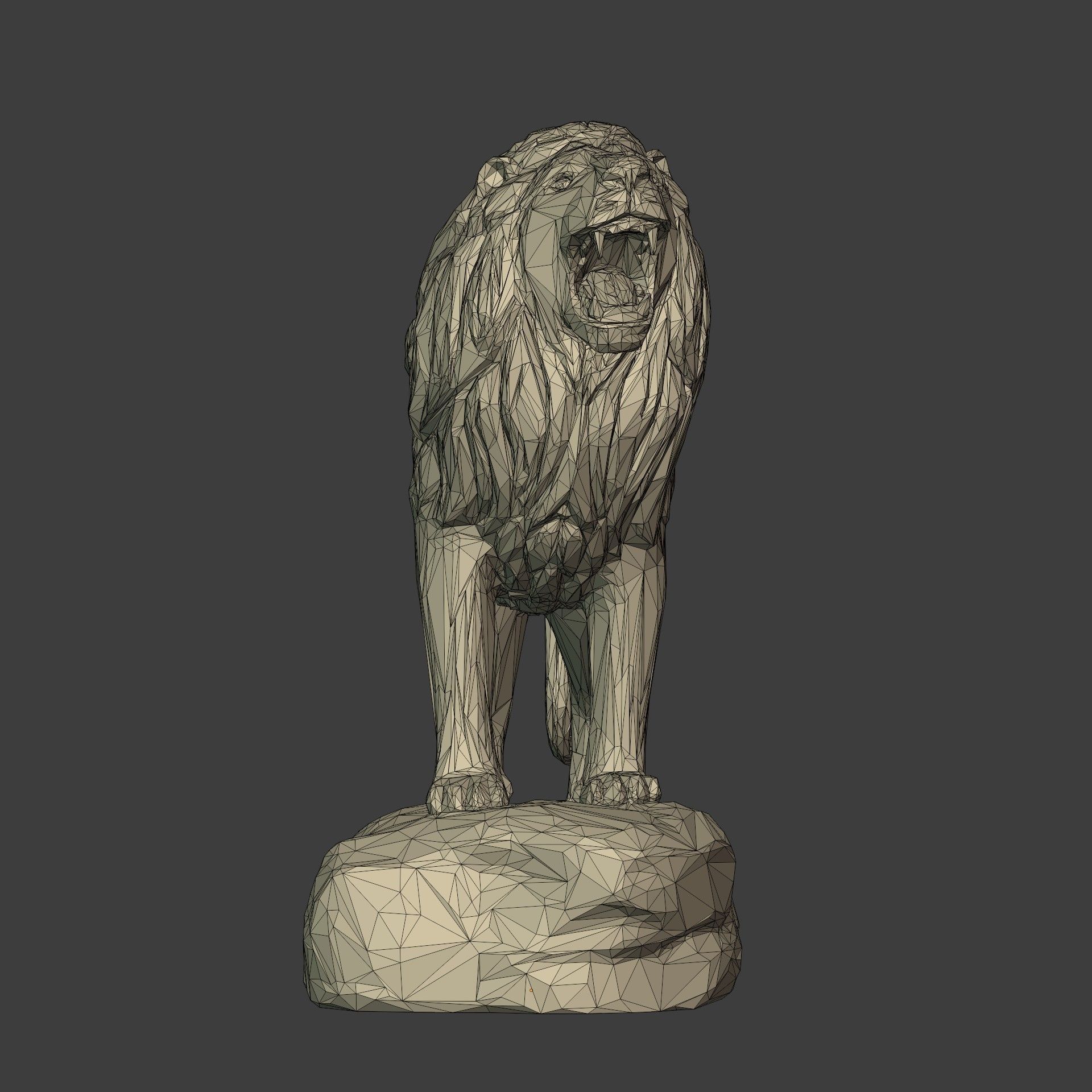 Polygonal Lion Statue 3D print model_9