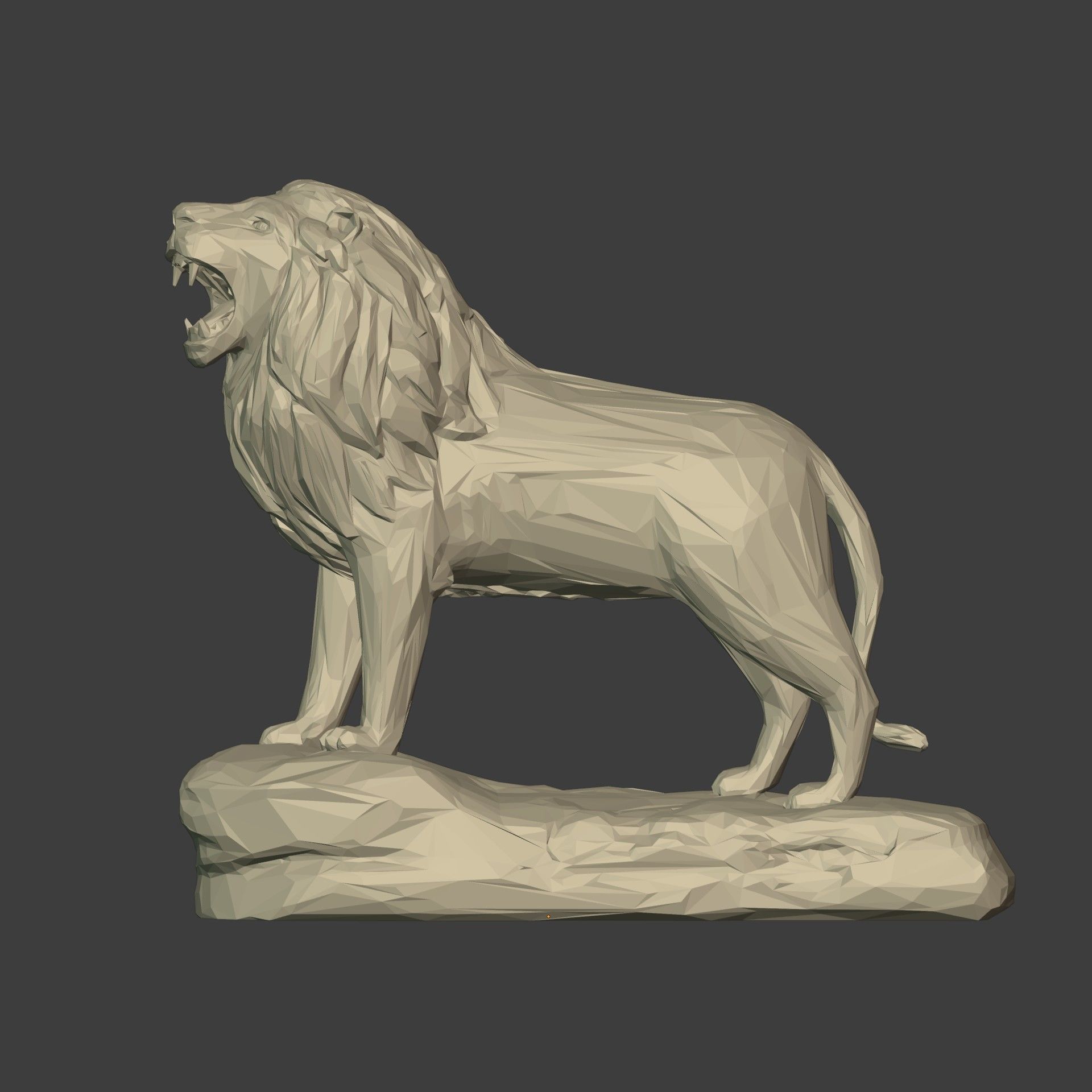 Polygonal Lion Statue 3D print model_4