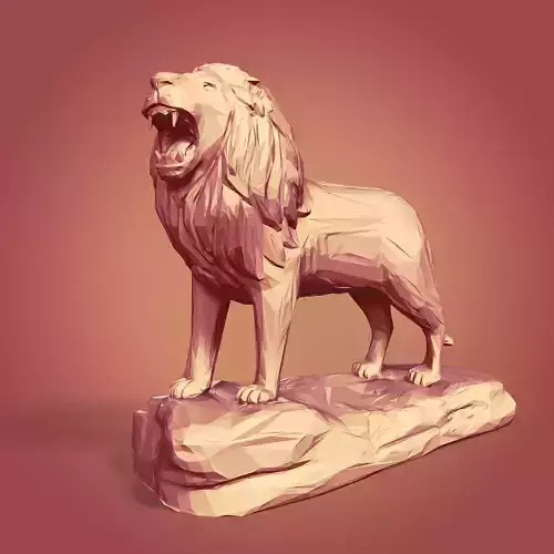Polygonal Lion Statue