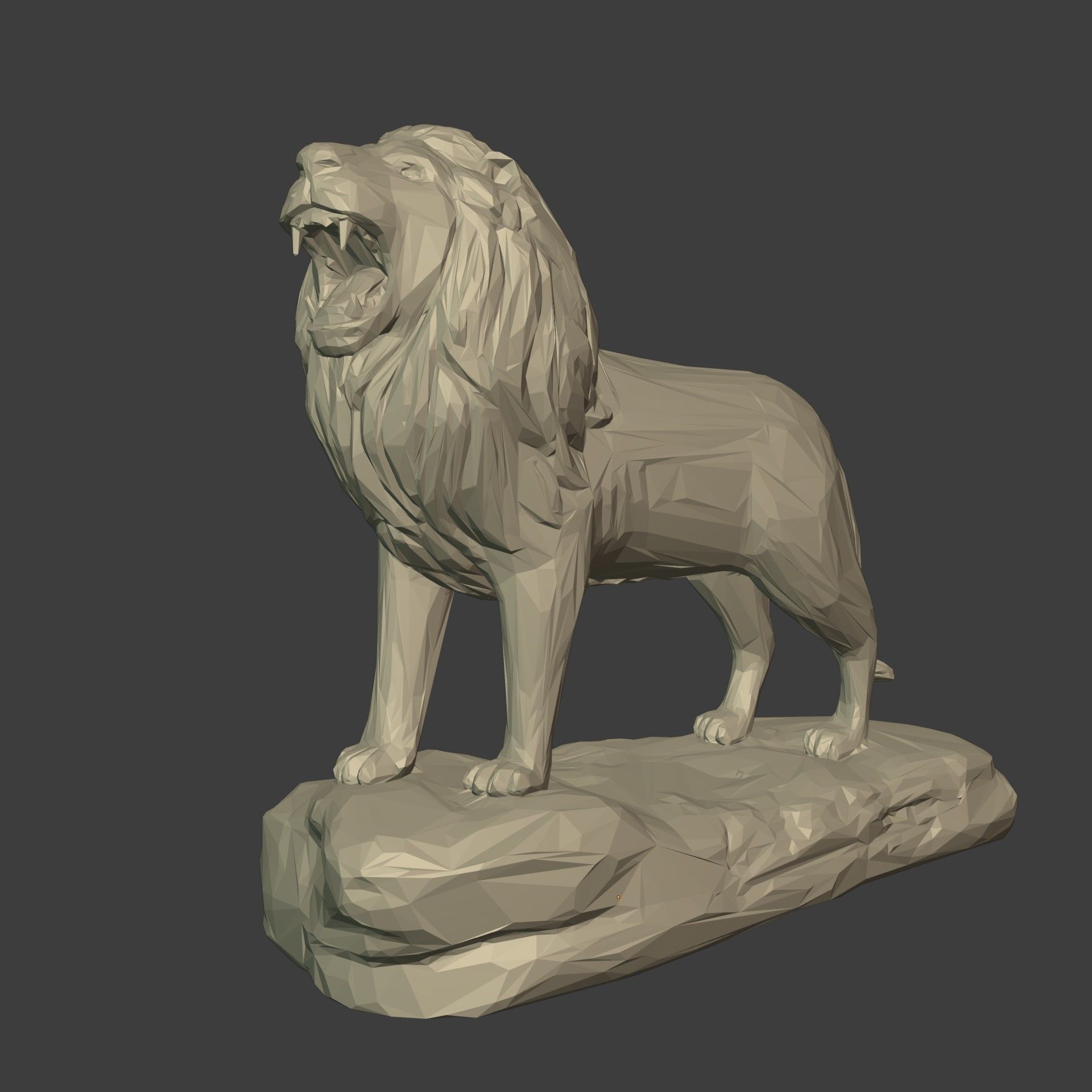 Polygonal Lion Statue 3D print model_2