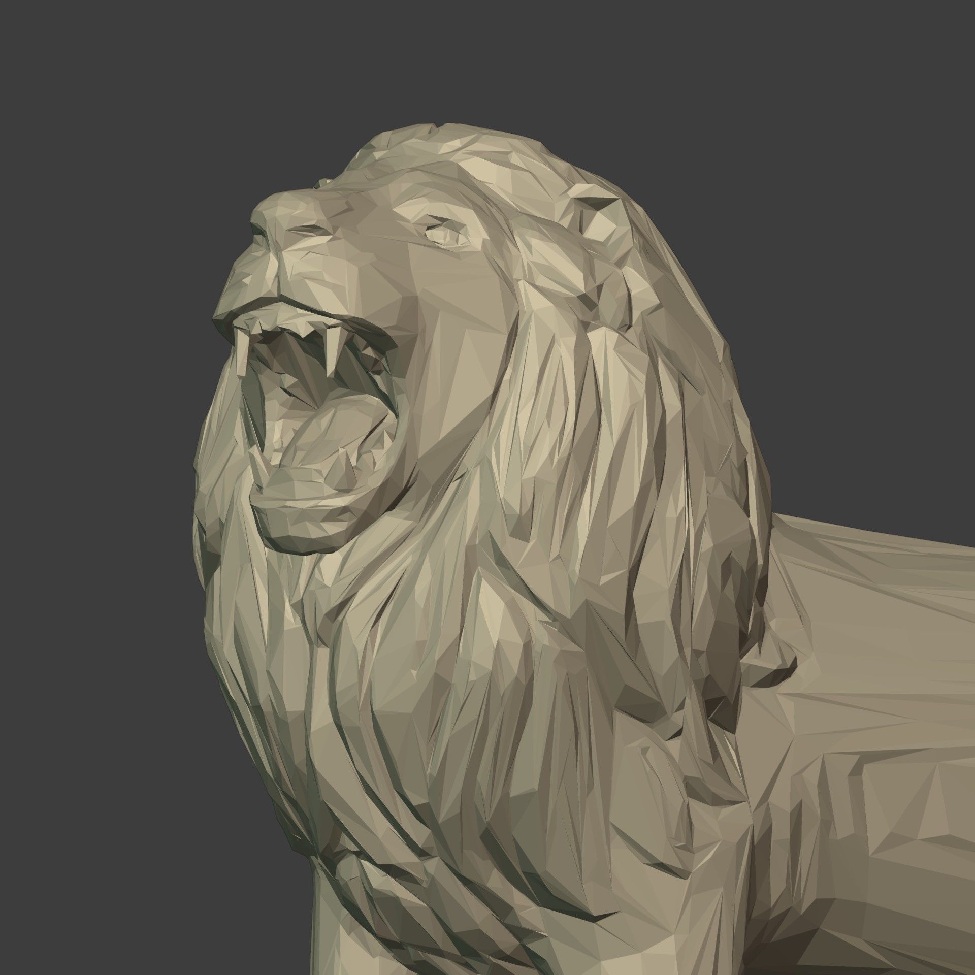 Polygonal Lion Statue 3D print model_12