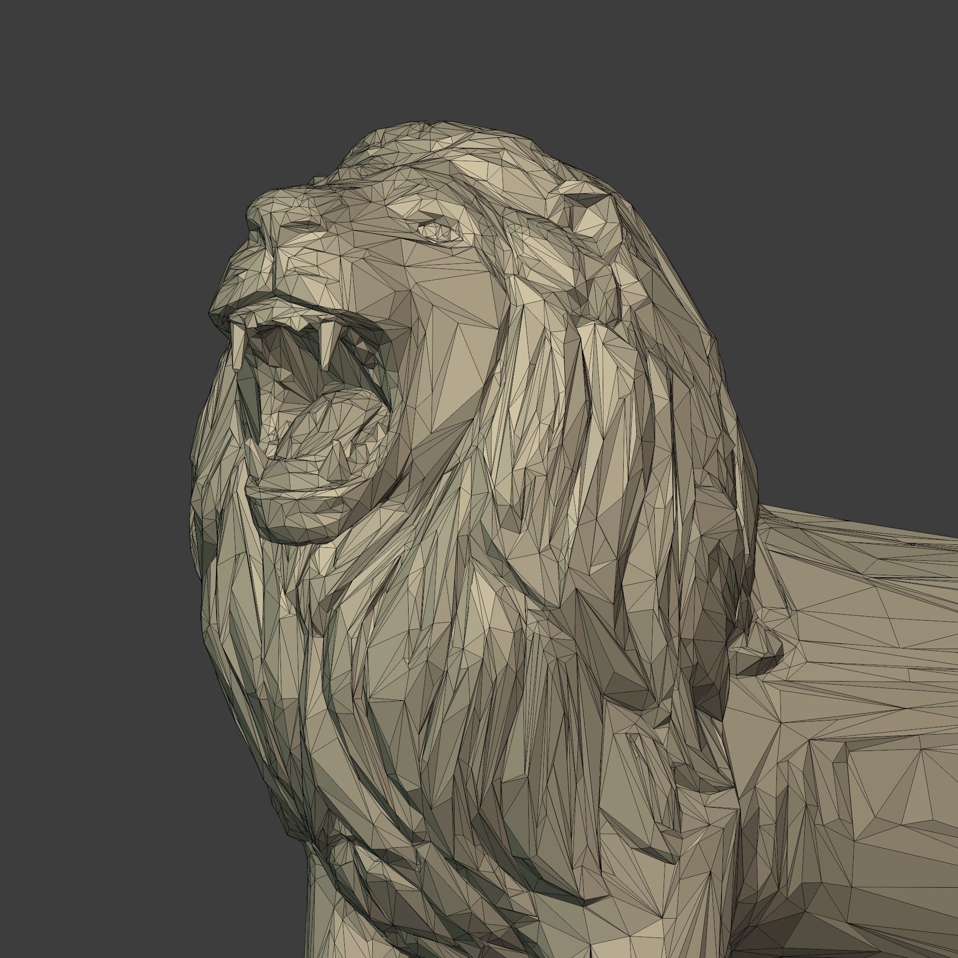 Polygonal Lion Statue 3D print model_13