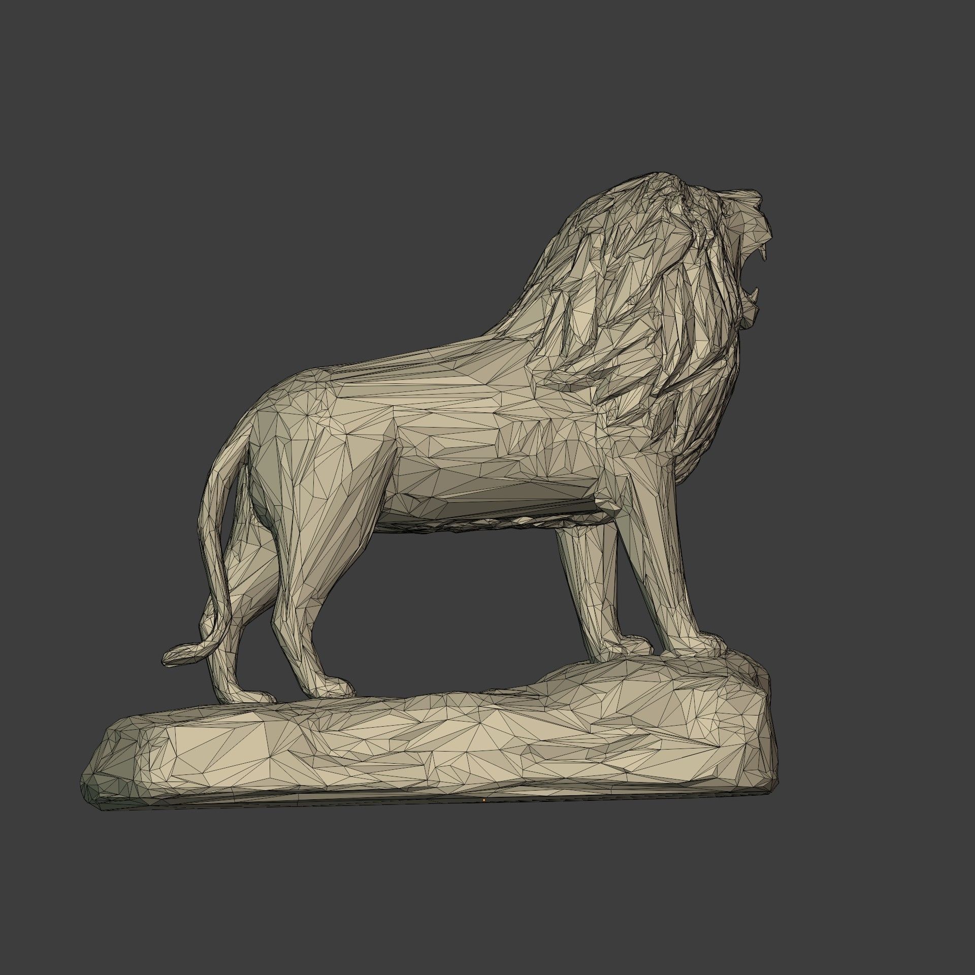 Polygonal Lion Statue 3D print model_7