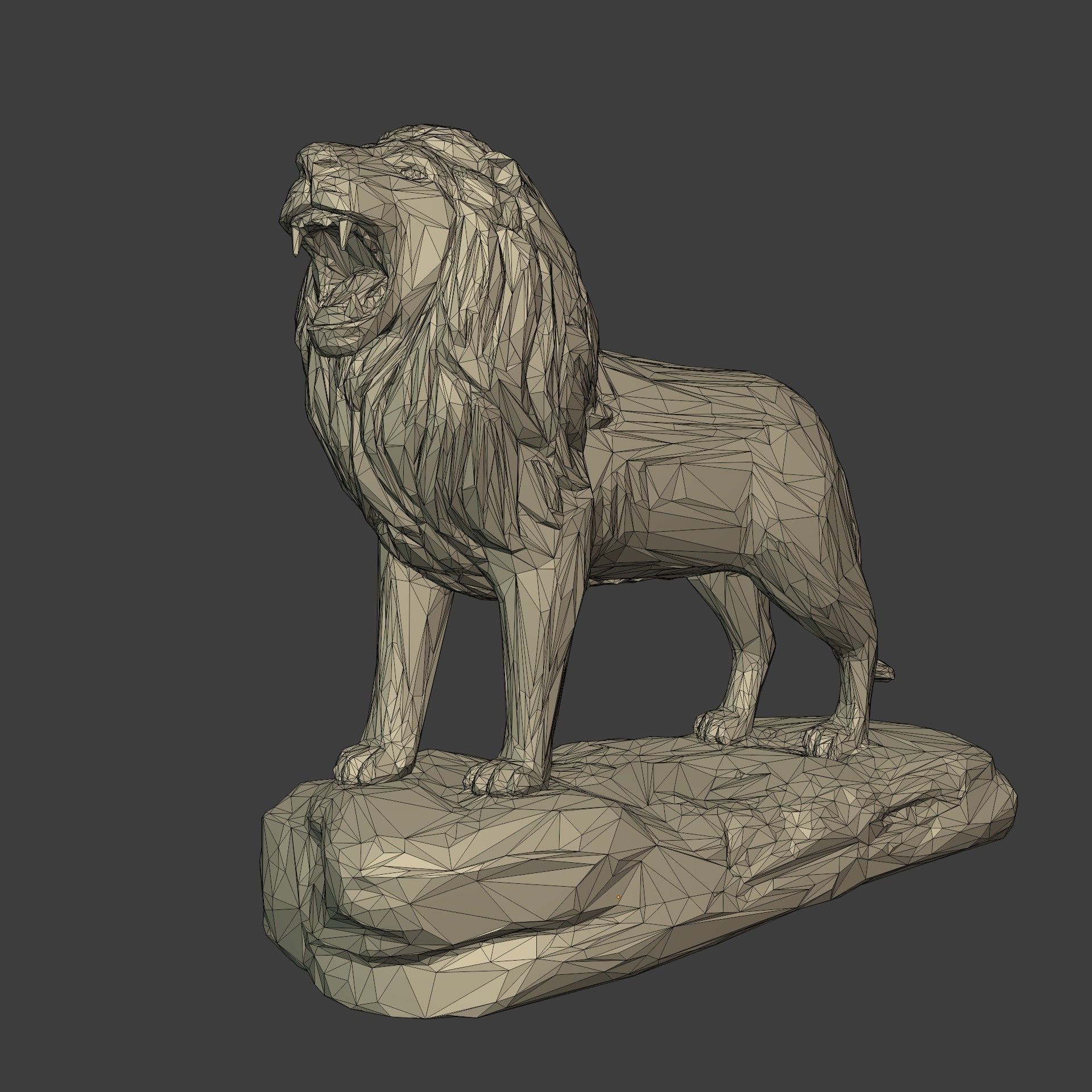 Polygonal Lion Statue 3D print model_3