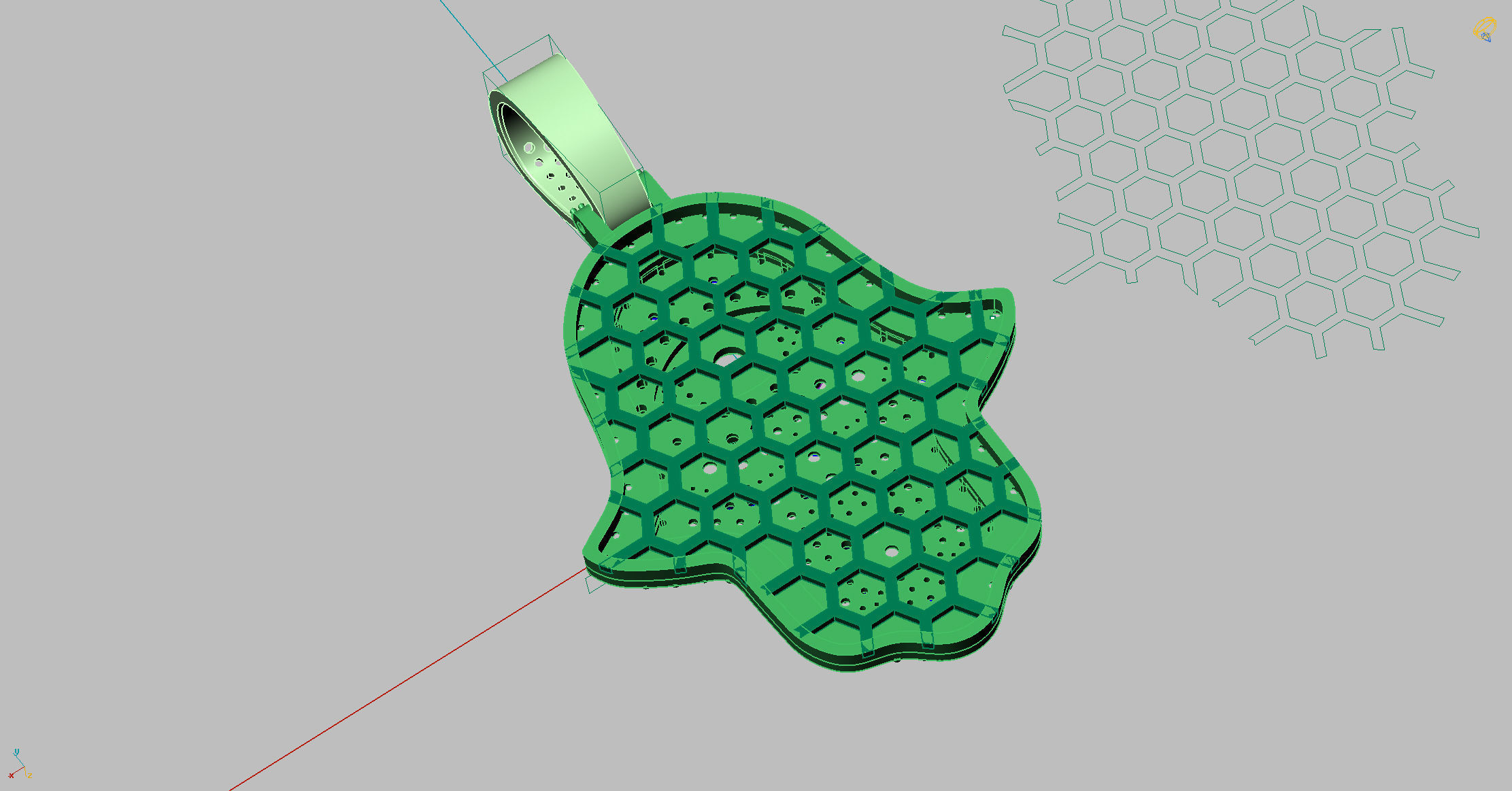 Hamsa hand Pendant Full Stones 3D print model_3