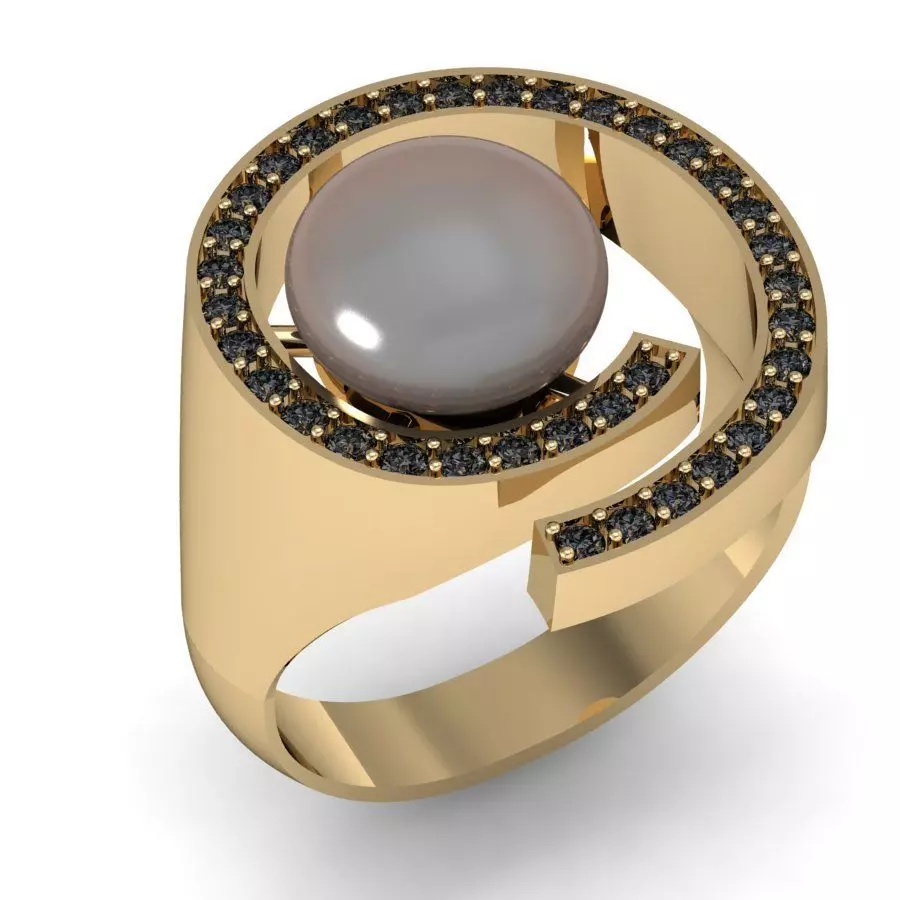 fashion ring with a pearl 3D print model