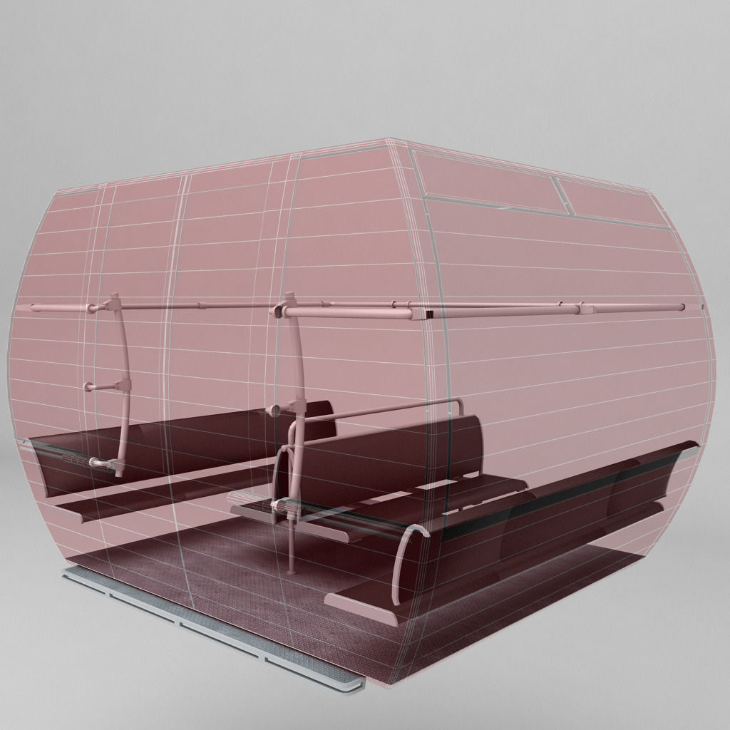 Ski lift gondola cable car 3D model_10