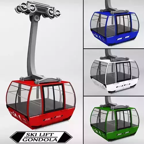 Ski lift gondola cable car 3D model