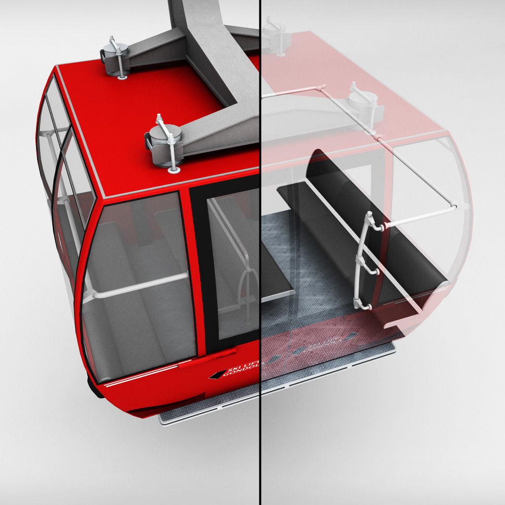 Ski lift gondola cable car 3D model_8