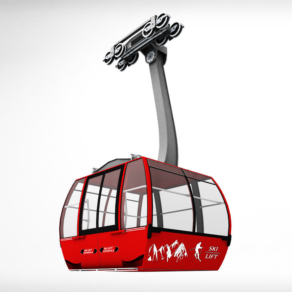 Ski lift gondola cable car 3D model_1