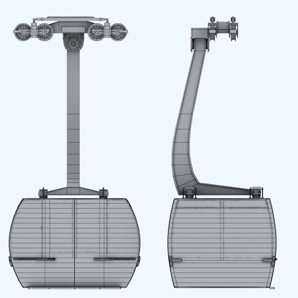 Ski lift gondola cable car 3D model_11