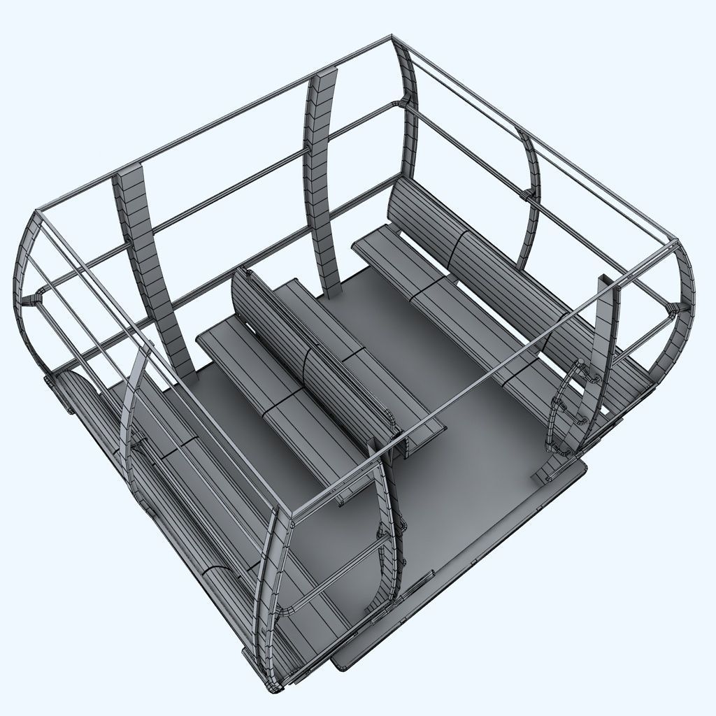 Ski lift gondola cable car 3D model_14
