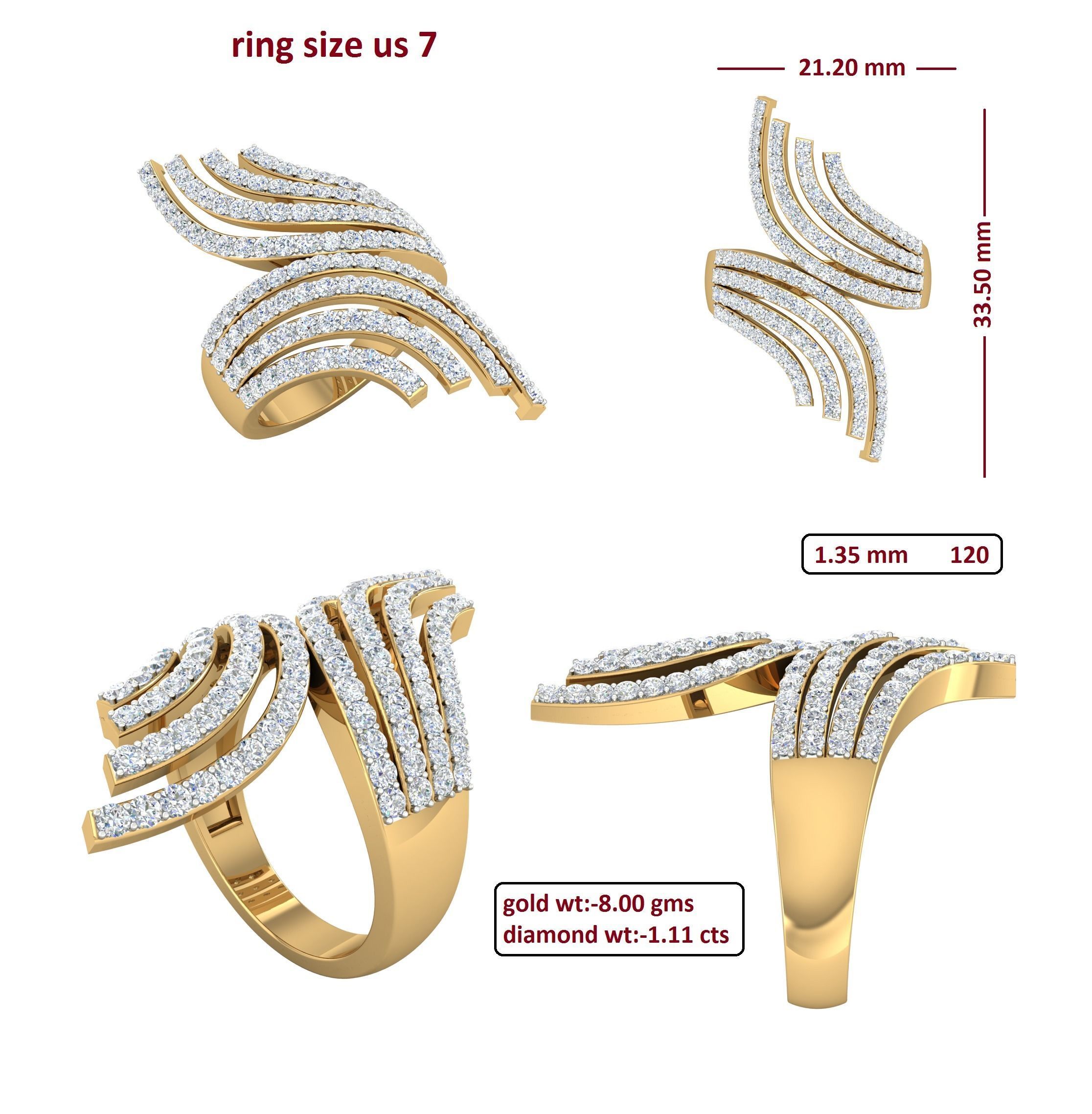88 Women Ring Cad 3dm render details bulk collection  3D print model_25