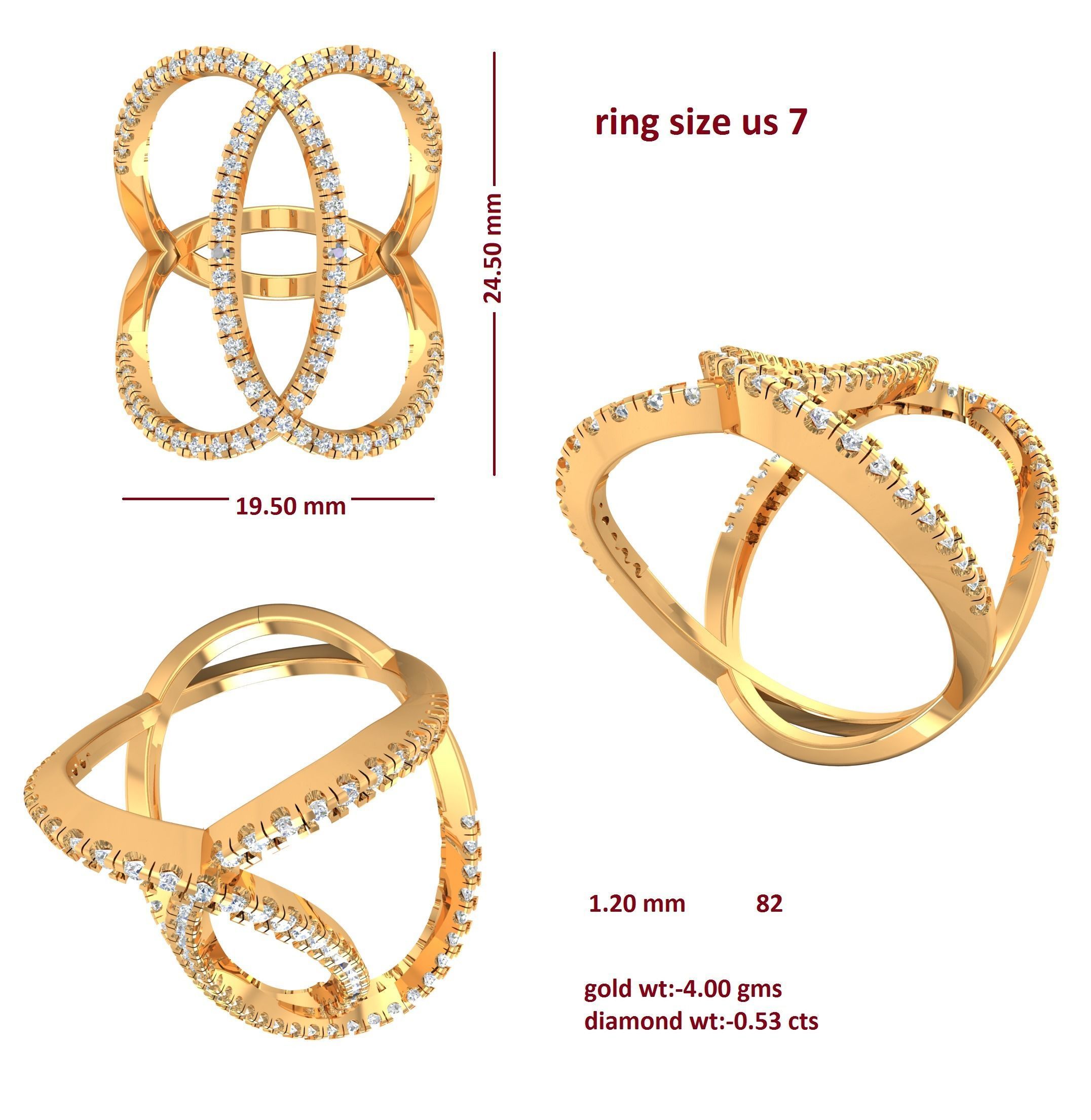 88 Women Ring Cad 3dm render details bulk collection  3D print model_18